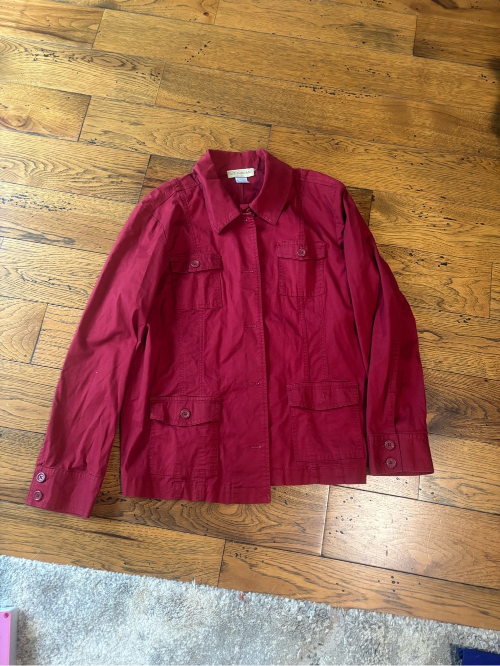 Vintage Liz Jordan Women's Red Casual Button Up Shirt Jacket Size XL